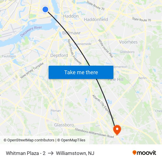 Whitman Plaza - 2 to Williamstown, NJ map