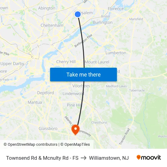 Townsend Rd & Mcnulty Rd - FS to Williamstown, NJ map
