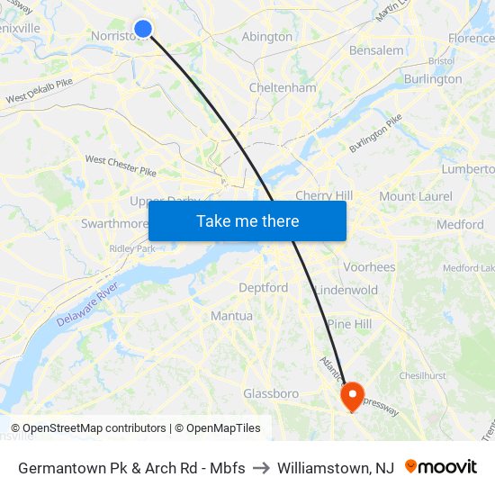 Germantown Pk & Arch Rd - Mbfs to Williamstown, NJ map