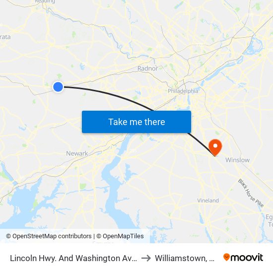 Lincoln Hwy. And Washington Ave. to Williamstown, NJ map