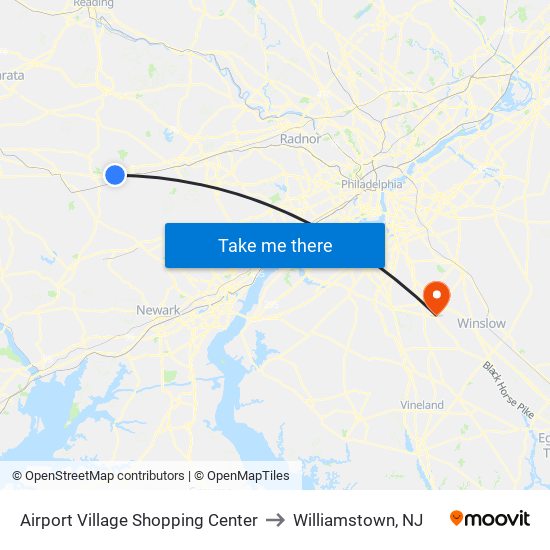 Airport Village Shopping Center to Williamstown, NJ map