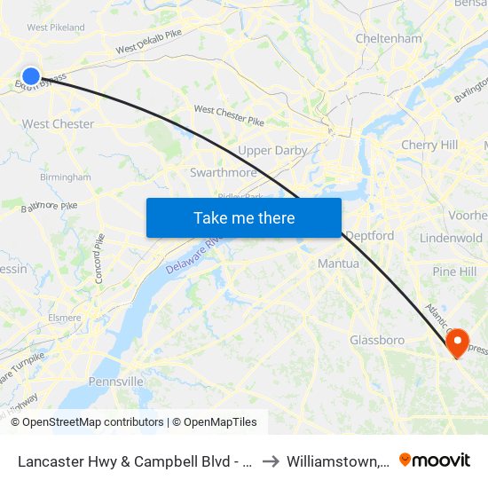 Lancaster Hwy & Campbell Blvd - Mbfs to Williamstown, NJ map