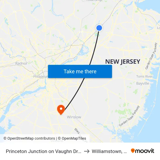 Princeton Junction on Vaughn Drive to Williamstown, NJ map