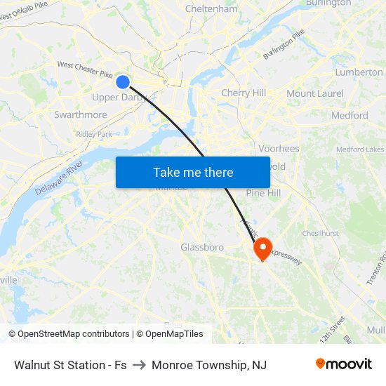 Walnut St Station - Fs to Monroe Township, NJ map