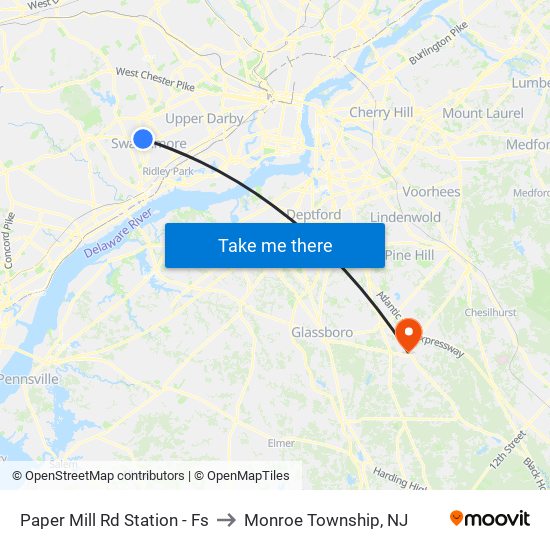 Paper Mill Rd Station - Fs to Monroe Township, NJ map