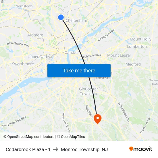 Cedarbrook Plaza - 1 to Monroe Township, NJ map