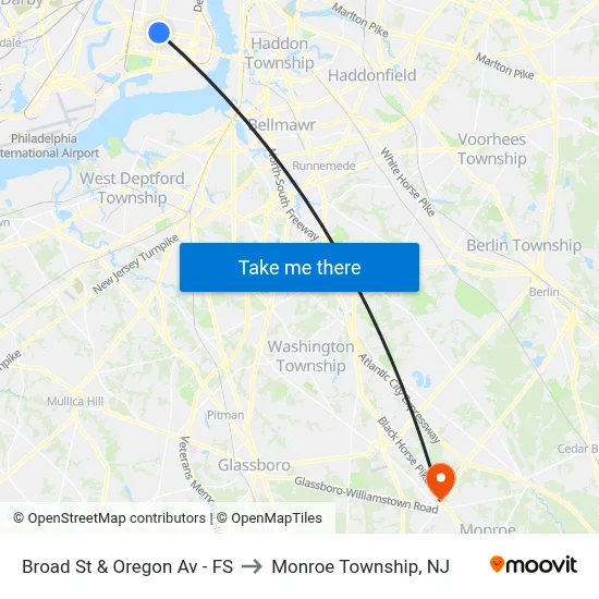 Broad St & Oregon Av - FS to Monroe Township, NJ map