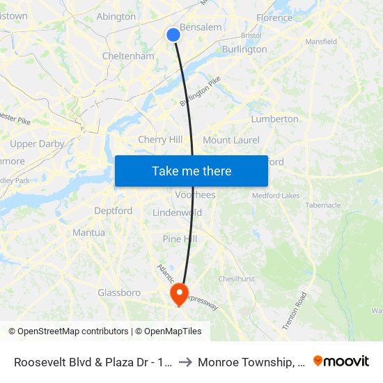 Roosevelt Blvd & Plaza Dr - 1 Fs to Monroe Township, NJ map