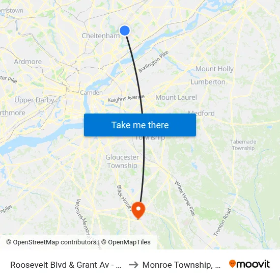 Roosevelt Blvd & Grant Av - FS to Monroe Township, NJ map