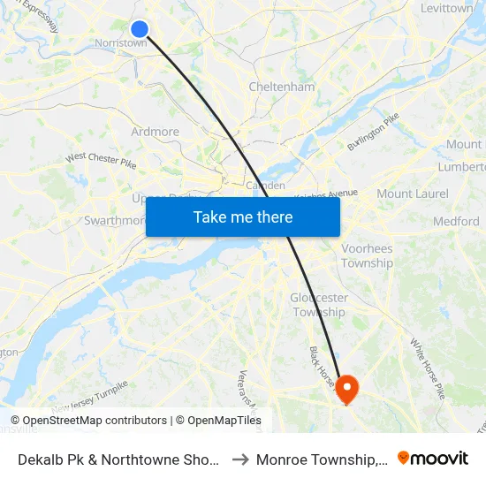 Dekalb Pk & Northtowne Shop Ctr to Monroe Township, NJ map