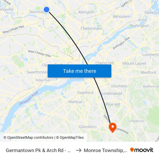 Germantown Pk & Arch Rd - Mbfs to Monroe Township, NJ map