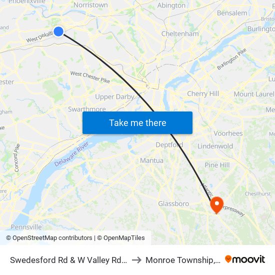 Swedesford Rd & W Valley Rd - FS to Monroe Township, NJ map