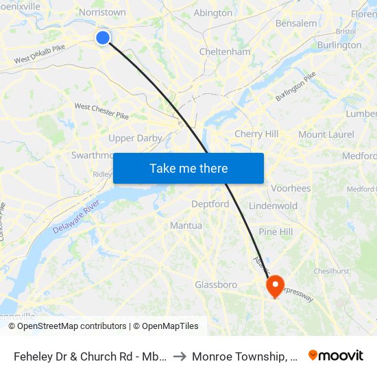 Feheley Dr & Church Rd - Mbfs to Monroe Township, NJ map
