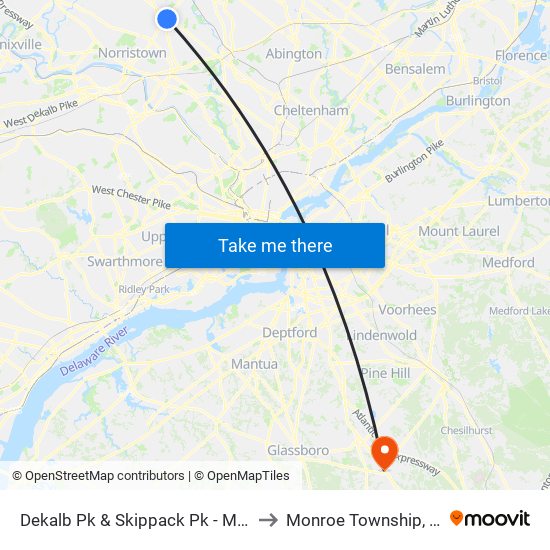 Dekalb Pk & Skippack Pk - Mbfs to Monroe Township, NJ map