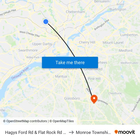Hagys Ford Rd & Flat Rock Rd - Mbfs to Monroe Township, NJ map