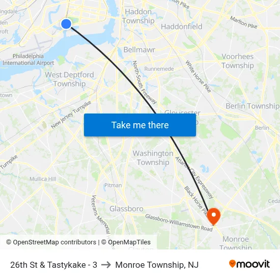26th St & Tastykake - 3 to Monroe Township, NJ map