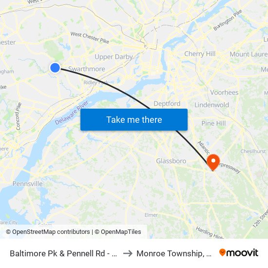 Baltimore Pk & Pennell Rd - FS to Monroe Township, NJ map