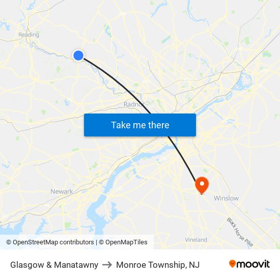 Glasgow & Manatawny to Monroe Township, NJ map