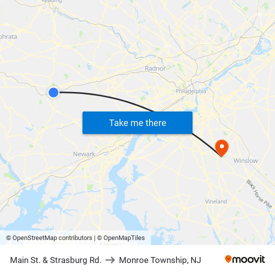 Main St. & Strasburg Rd. to Monroe Township, NJ map