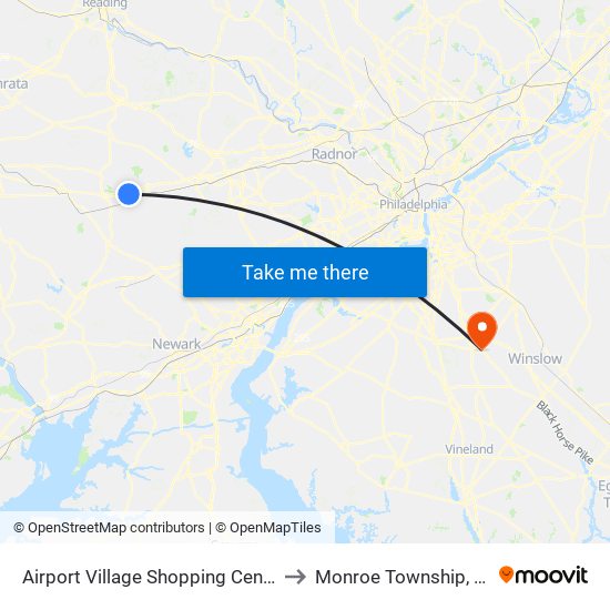 Airport Village Shopping Center to Monroe Township, NJ map