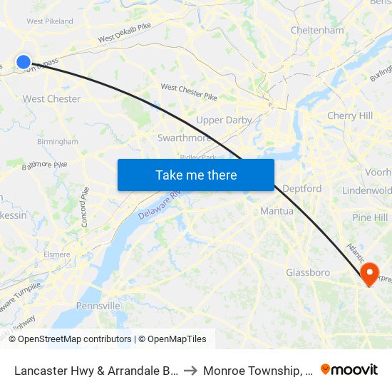 Lancaster Hwy & Arrandale Blvd to Monroe Township, NJ map