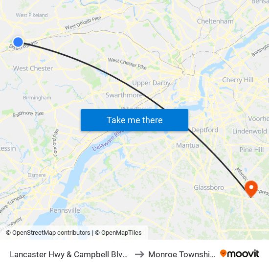 Lancaster Hwy & Campbell Blvd - Mbfs to Monroe Township, NJ map