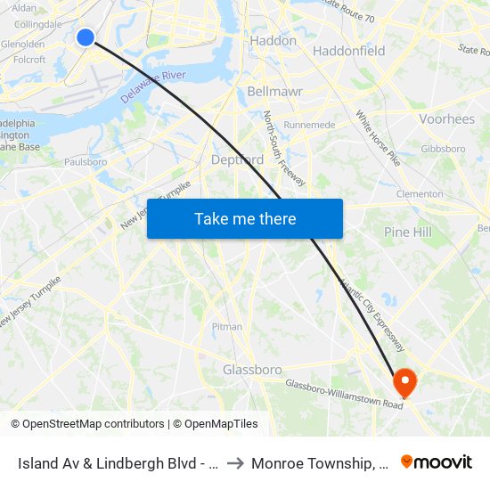 Island Av & Lindbergh Blvd - FS to Monroe Township, NJ map