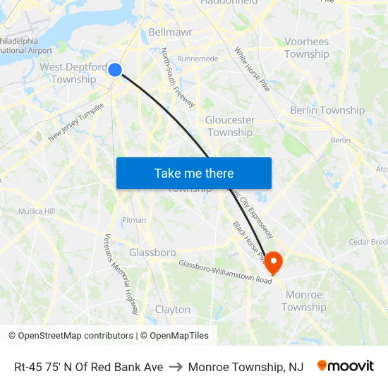 Rt-45 75' N Of Red Bank Ave to Monroe Township, NJ map