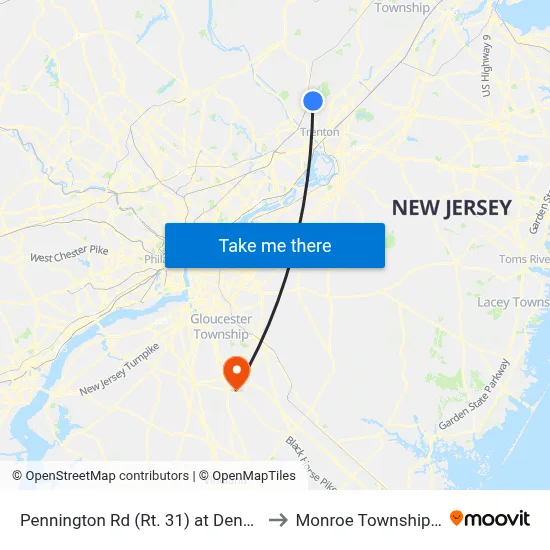 Pennington Rd (Rt. 31)  at Denow Rd to Monroe Township, NJ map