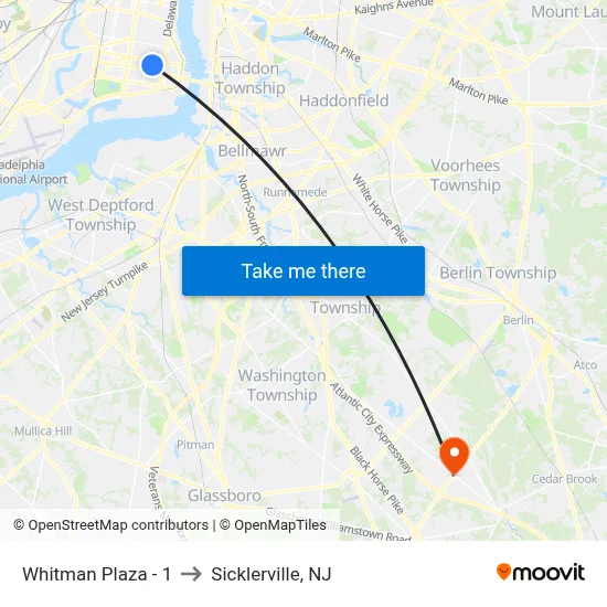 Whitman Plaza - 1 to Sicklerville, NJ map