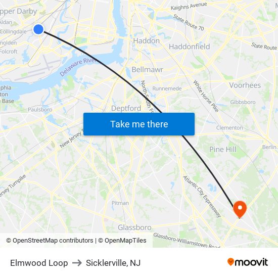 Elmwood Loop to Sicklerville, NJ map