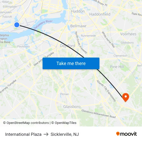 International Plaza to Sicklerville, NJ map