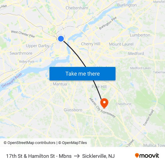 17th St & Hamilton St - Mbns to Sicklerville, NJ map