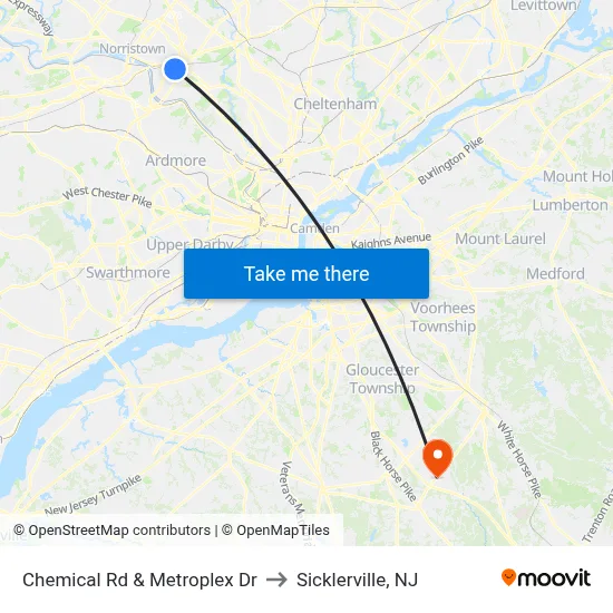 Chemical Rd & Metroplex Dr to Sicklerville, NJ map