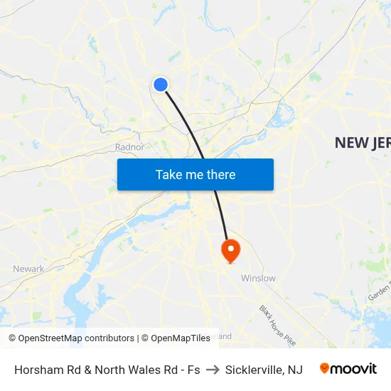 Horsham Rd & North Wales Rd - Fs to Sicklerville, NJ map