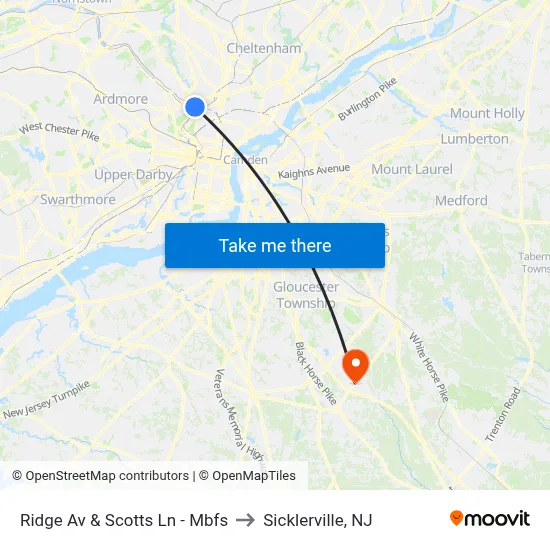 Ridge Av & Scotts Ln - Mbfs to Sicklerville, NJ map