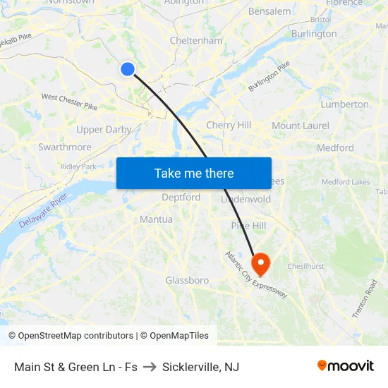 Main St & Green Ln - Fs to Sicklerville, NJ map