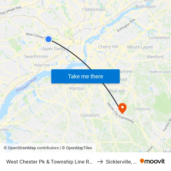 West Chester Pk & Township Line Rd - Fs to Sicklerville, NJ map