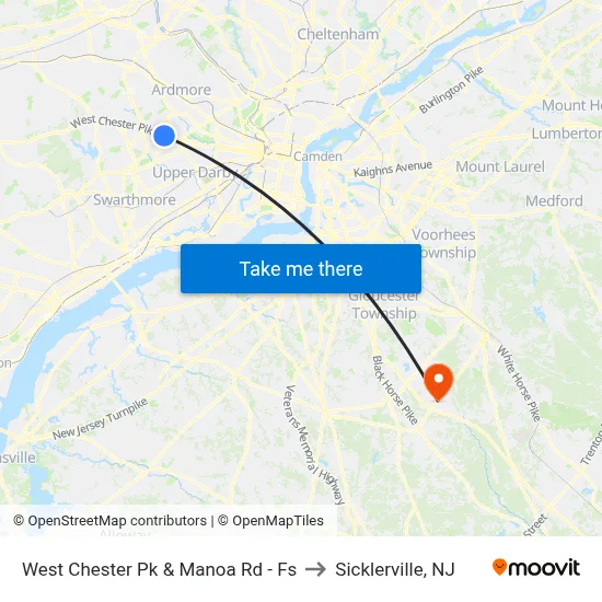 West Chester Pk & Manoa Rd - Fs to Sicklerville, NJ map
