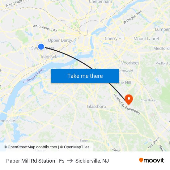 Paper Mill Rd Station - Fs to Sicklerville, NJ map