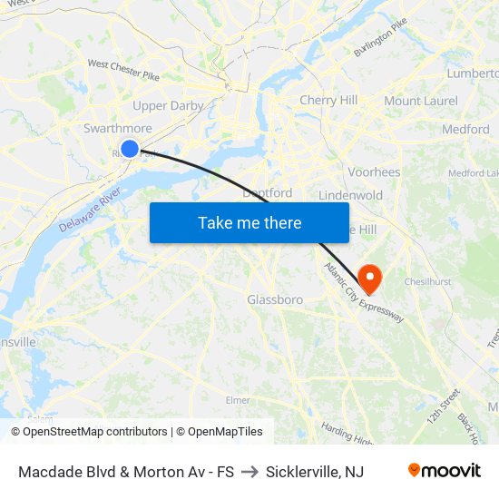 Macdade Blvd & Morton Av - FS to Sicklerville, NJ map