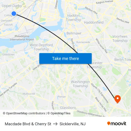 Macdade Blvd & Cherry St to Sicklerville, NJ map