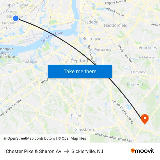 Chester Pike & Sharon Av to Sicklerville, NJ map