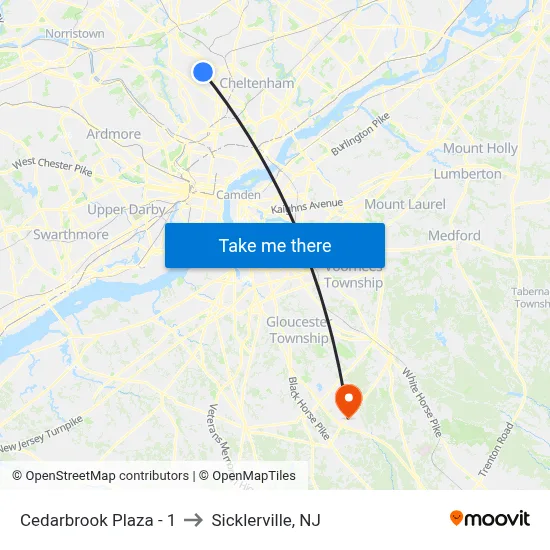 Cedarbrook Plaza - 1 to Sicklerville, NJ map