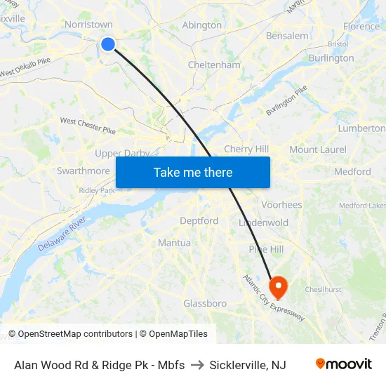 Alan Wood Rd & Ridge Pk - Mbfs to Sicklerville, NJ map