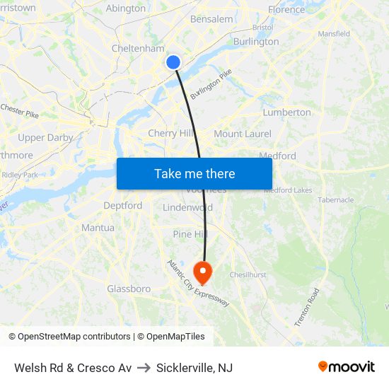 Welsh Rd & Cresco Av to Sicklerville, NJ map