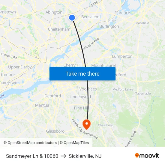 Sandmeyer Ln & 10060 to Sicklerville, NJ map