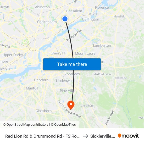 Red Lion Rd & Drummond Rd - FS Route 50 to Sicklerville, NJ map