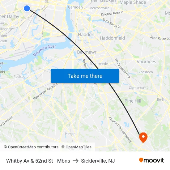 Whitby Av & 52nd St - Mbns to Sicklerville, NJ map