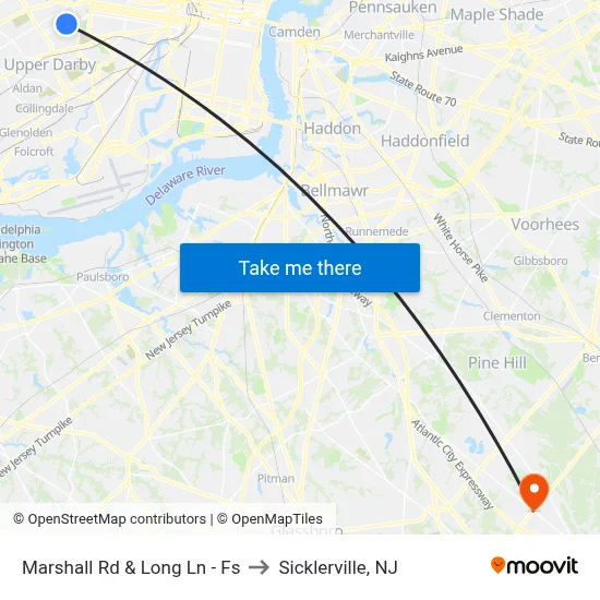 Marshall Rd & Long Ln - Fs to Sicklerville, NJ map